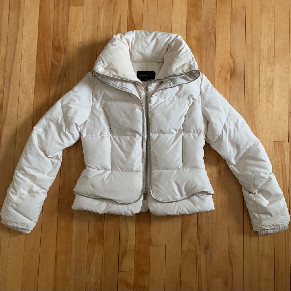 BCBG MAXAZRIA white puff coat